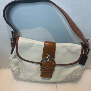 COACH WHITE & SADDLE SOHO LEATHER HOBO